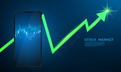 stock market, economic graph with diagrams, business and financial concepts and reports, abstract technology communication concept vector background