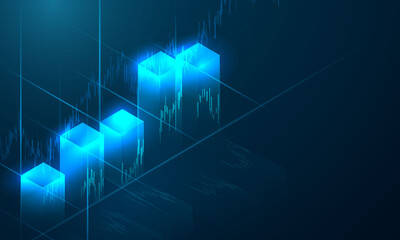 stock market, economic graph with diagrams, business and financial concepts and reports, abstract technology communication concept vector background