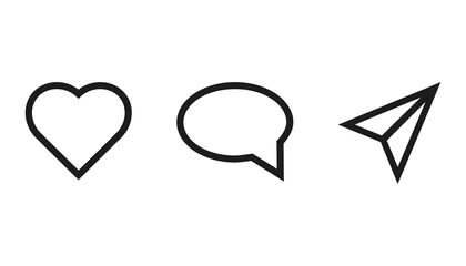 Vector line icons design. Like, comment and share icon set. Social media notification comment like icon.