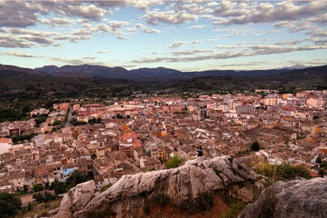 Fototapeta na wymiar aerial view of town in the mountains