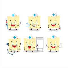 Doctor profession emoticon with pale yellow sticky notes cartoon character