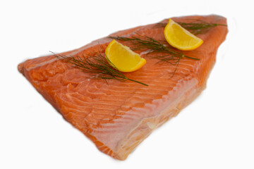 fresh salmon steak with lemon
