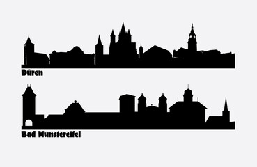 Skyline of two German cities Duren and Bad Munstereifel. - obrazy, fototapety, plakaty