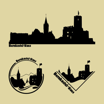Set of silhouette logos of the city of Bernkastel Kues.