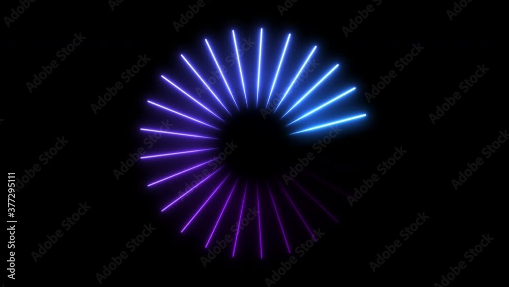 Poster bright neon preloader concept. progress loading circle sign. seamless loop.