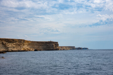 Majestic relief Rocks rising from the sea.
