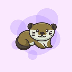 Cute Sitting Baby Otter Cartoon