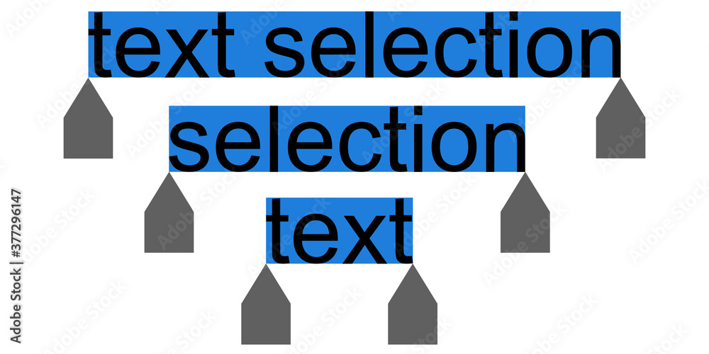 Poster Icon text selection sign, vector text selection sign blue with limiters