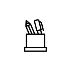 Pencil Stand Icon  in black line style icon, style isolated on white background