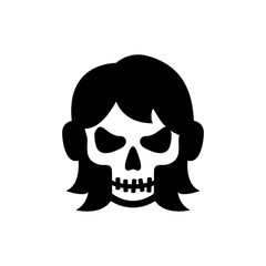 Feliz Halloween. Día de los muertos. Disfraz de zombi. Cabeza de mujer joven con máscara de calavera en color negro