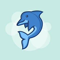 Cute Baby Dolphin Cartoon Illustration
