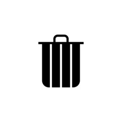 Wastebasket Icon in black flat glyph, filled style isolated on white background