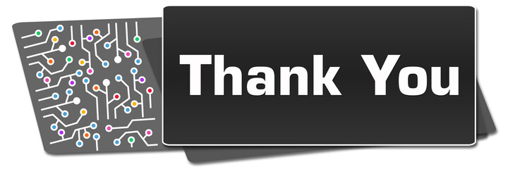 Thank You Dark Colorful Circuit Side Rounded Squares 