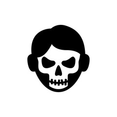 Feliz Halloween. Día de los muertos. Disfraz de zombi. Cabeza de hombre joven con máscara de calavera en color negro