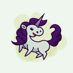 Cute Happy Unicorn Cartoon Illustration