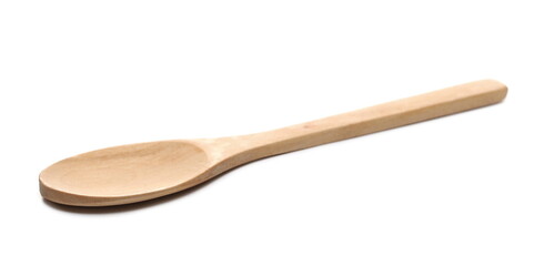 Empty wooden spoon isolated on white background