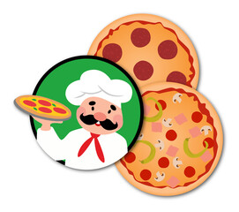 Pizza und Pizzabäcker für Pizzeria