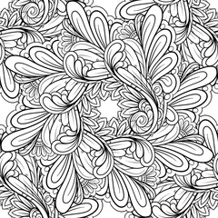 Black and white abstract doodles seamless pattern.