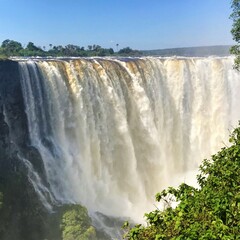 Victoria Falls Mosi-oa-Tunya waterfall view from Zimbabwe