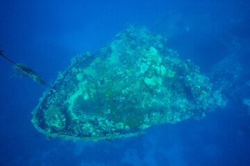 Sunken ship seen from above