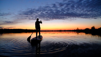 Sup on the lake in the evening