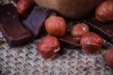 appetizing composition with nuts and chocolate