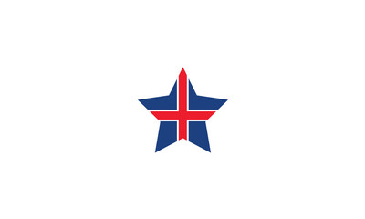 Iceland star national flag symbol vector illustration