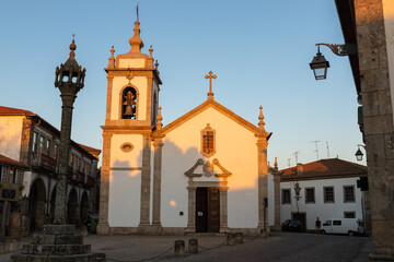 Historic center of Trancoso - St. Peter Church and pillory. Trancoso is one of the historic villages of Portugal, located in Guarda district