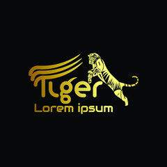 gold tiger logo design isolated in black