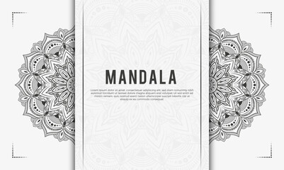 Mandala background with floral ornament pattern. Hand drawn mandala design. Vector mandala template for decoration invitation, cards, wedding, logos, cover, brochure, flyer, banner.