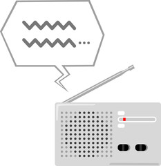 小型ラジオと音声のフキダシ