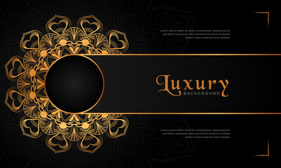 Luxury mandala background with floral ornament pattern. Hand drawn gold mandala design. Vector mandala template for decoration invitation, cards, wedding, logos, cover, brochure, flyer, banner.