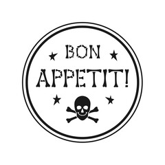 Halloween lettering bon appetit. Holiday lettering for stickers, greeting card, party invitation. Hand drawing style. Black vector illustration on white background