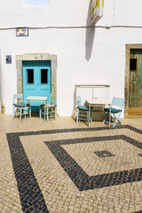 Portuguese pavement, named calacada in Olhao, Algarve, Portugal.
