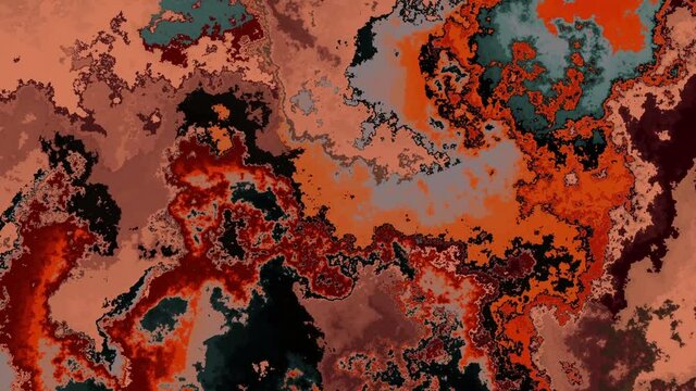 Moving random wavy texture. Burnt orange moving rust. Looping footage.