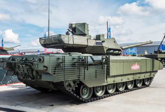 Moscow, Russia-August 25, 2020: new Armata Battle tank of the Russian army the international military-technical forum Army 2020 