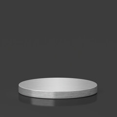 stainless podiums for showing product with grey background.3d rendering
