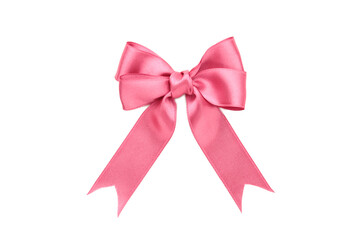 Pink gift bow isolated on white background.