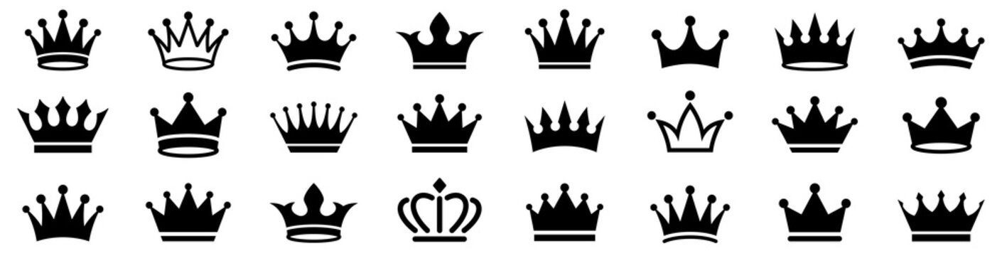 Crown icons set. Crown symbol collection. Vector illustration