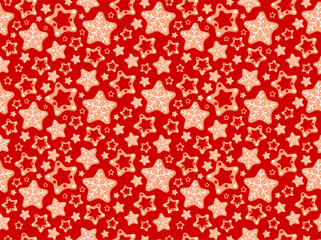 Christmas and New Year seamless pattern. Endless texture for wallpaper, web page background, wrapping paper and textile, greetings cards. Christmas gingerbread pattern. Ginger cookies, tree 