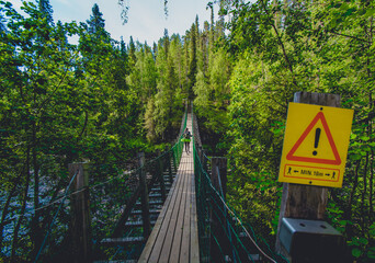 suspension bridge in the forest in Finland 