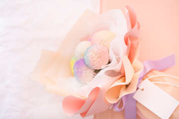 Fototapeta na wymiar Flower bouquet pastel using as background wedding flower shop
