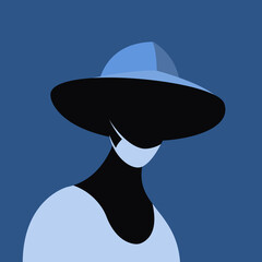 Silhouette of a person wearing a hat and a mask 