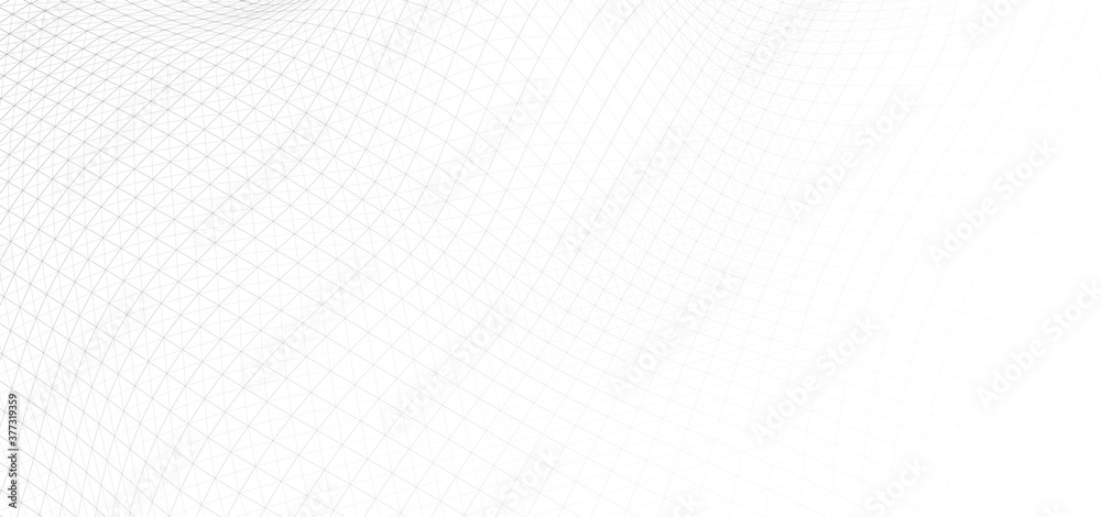 Poster white background for presentation. abstract dynamic wave of many lines. vector perspective grid. net