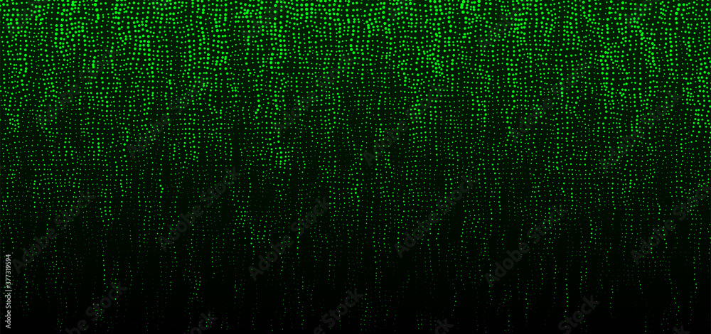 Poster abstrack background in matrix style. falling particles. glitch of matrix. cybernetic futuristic back