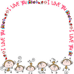 vector cartoon monkey background icon