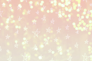 Doodle stars and blurry lights background. Light romantic backdrop. Design for your ad, poster, banner, place for text
