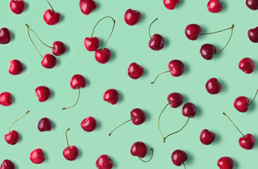 Colorful fruit pattern of fresh cherries