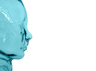 Clear glass profile face isolated