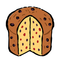 Illustration of Panettone: Illustration like hand drawn illustration with ink and brush